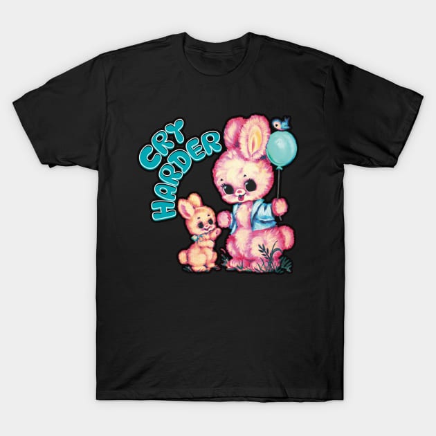 Cry Harder Bunnies with Balloons T-Shirt by Hard Cringe